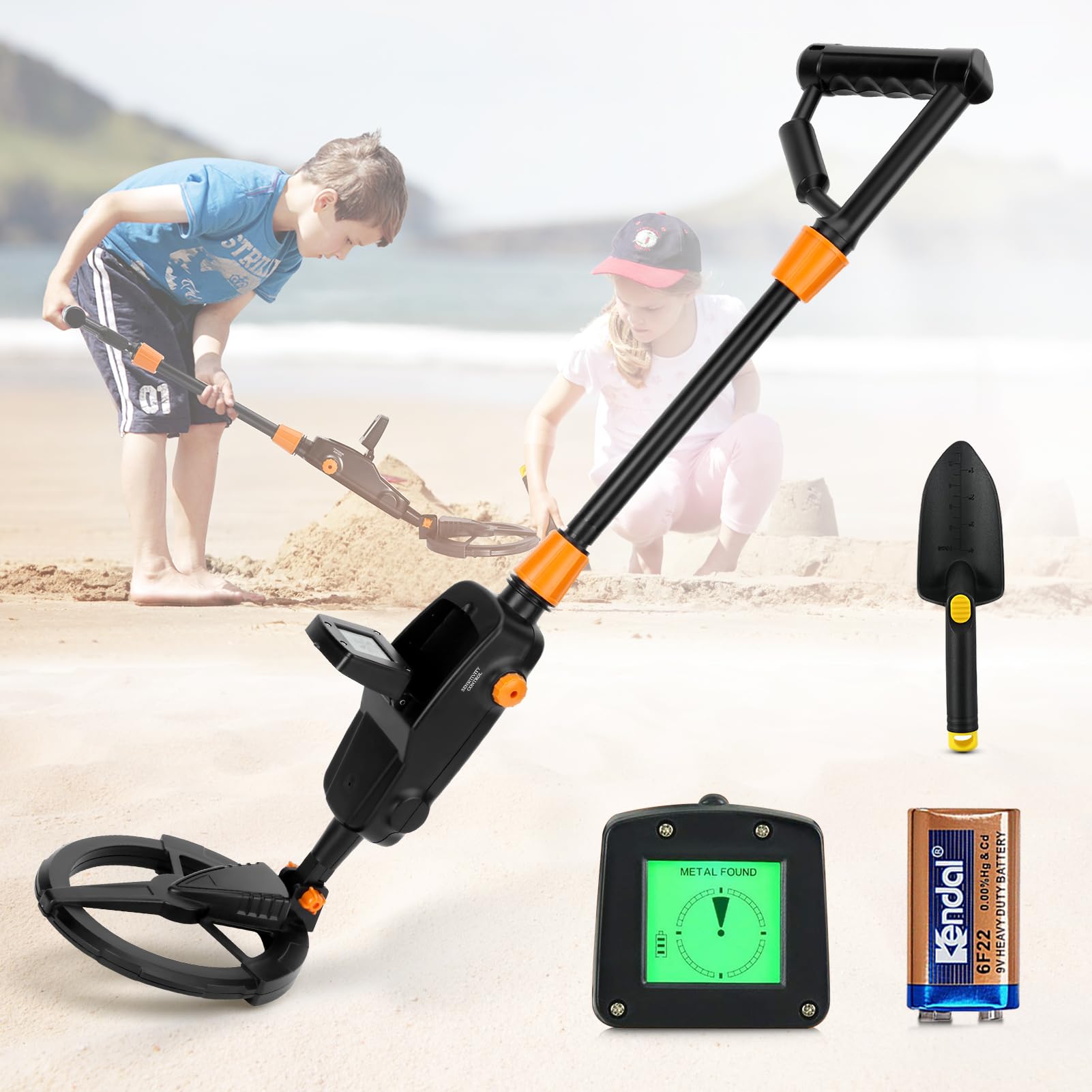 Metalldetektor für Kinder, Sunowl Metalldetektor Kinder mit LCD und Tonanzeige, Hochempfindlicher Metalldetektor mit Wasserdichter Suchspule, Kinder Metalldetektor für Kinder zur Metallsuche