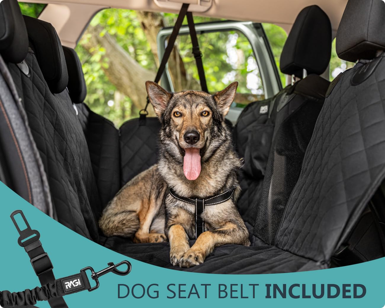RAGI Telo Auto Per Cani, Coprisedili Auto Posteriore Impermeabile per Cani Resistente ai Graffi, Copri Sedile Auto per Cani di Dimensioni Universali, con Finestra e Organizzatore
