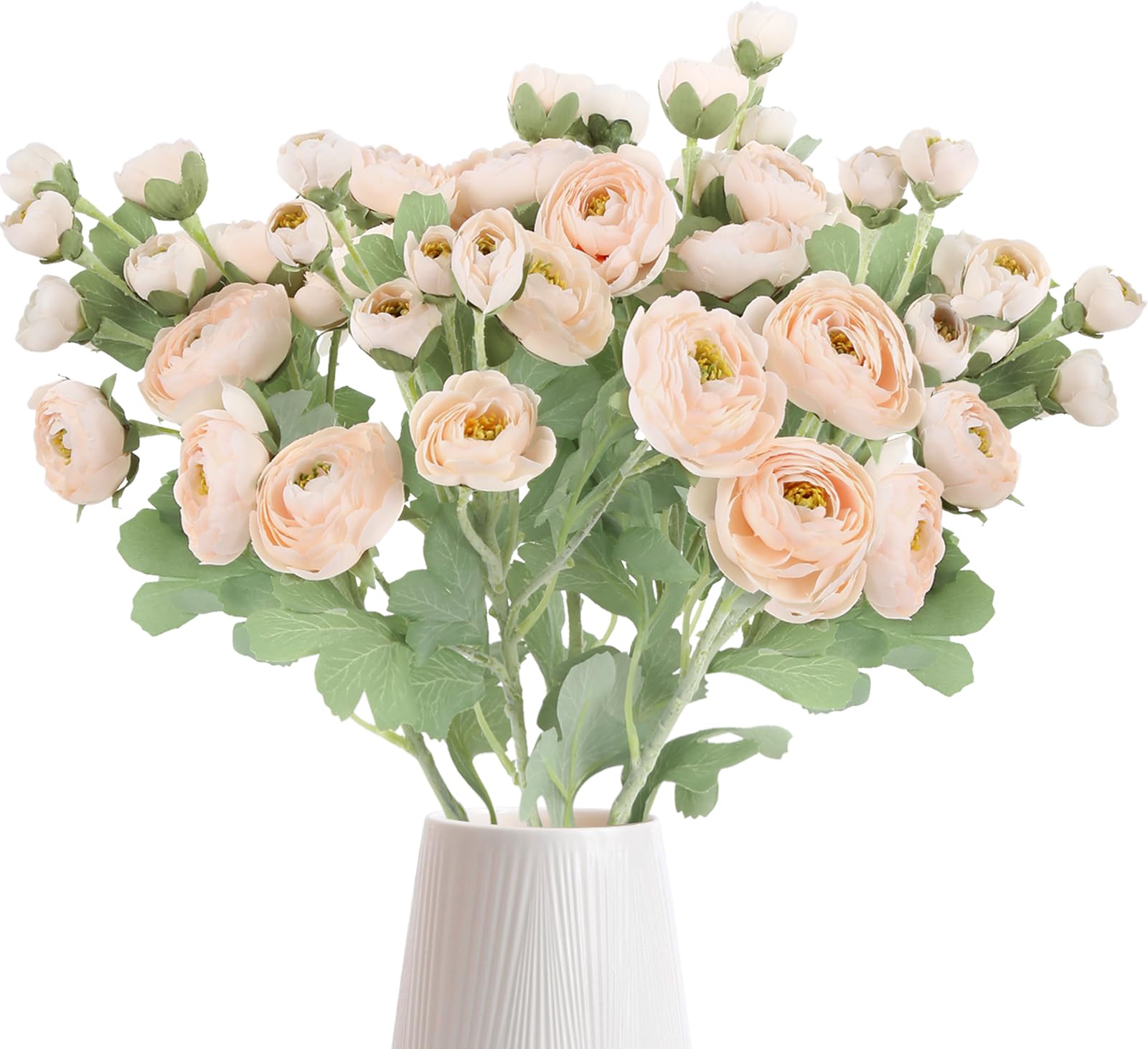 Photo 1 of IPOPU 5pcs Fake Peonies Artificial Ranunculus Flowers 60Heads Champagne Silk Flowers 21.65" Artificial Flowers Bulk for Wedding Floral Arrangements Home Table Centerpieces Decor (Champagne)