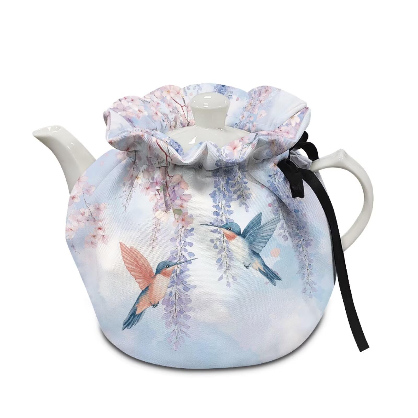 Blue Hummingbird Tea Cozy Teapots Insulated Cover for Home, Dust Proof Cotton Shock Protection Party Decor Souvenir Gifts