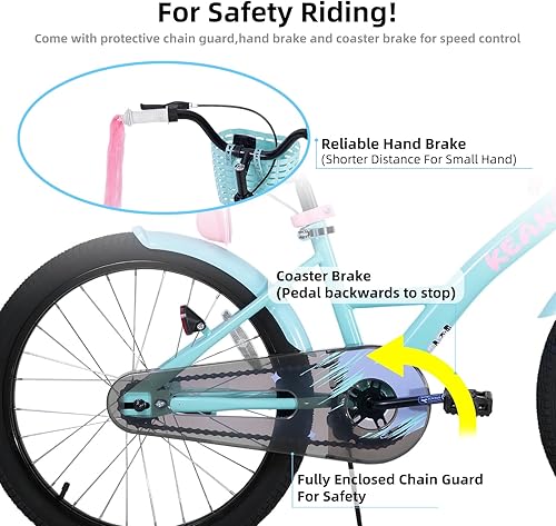 Miniatura 3 de KEANO Zinnia 14 16 20 Inch Kids Bike for Girls Ages 3-10 Years, Girls' Bikes with Training Wheels, Streamers, Basket and Doll Seat, Children