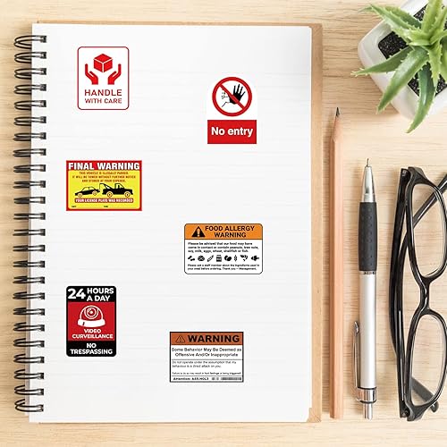 Miniatura 4 de 75 calcomanías de señal de advertencia divertidas calcomanías de vinilo impermeables clásicas para casco portátil álbum de recortes botellas de agua