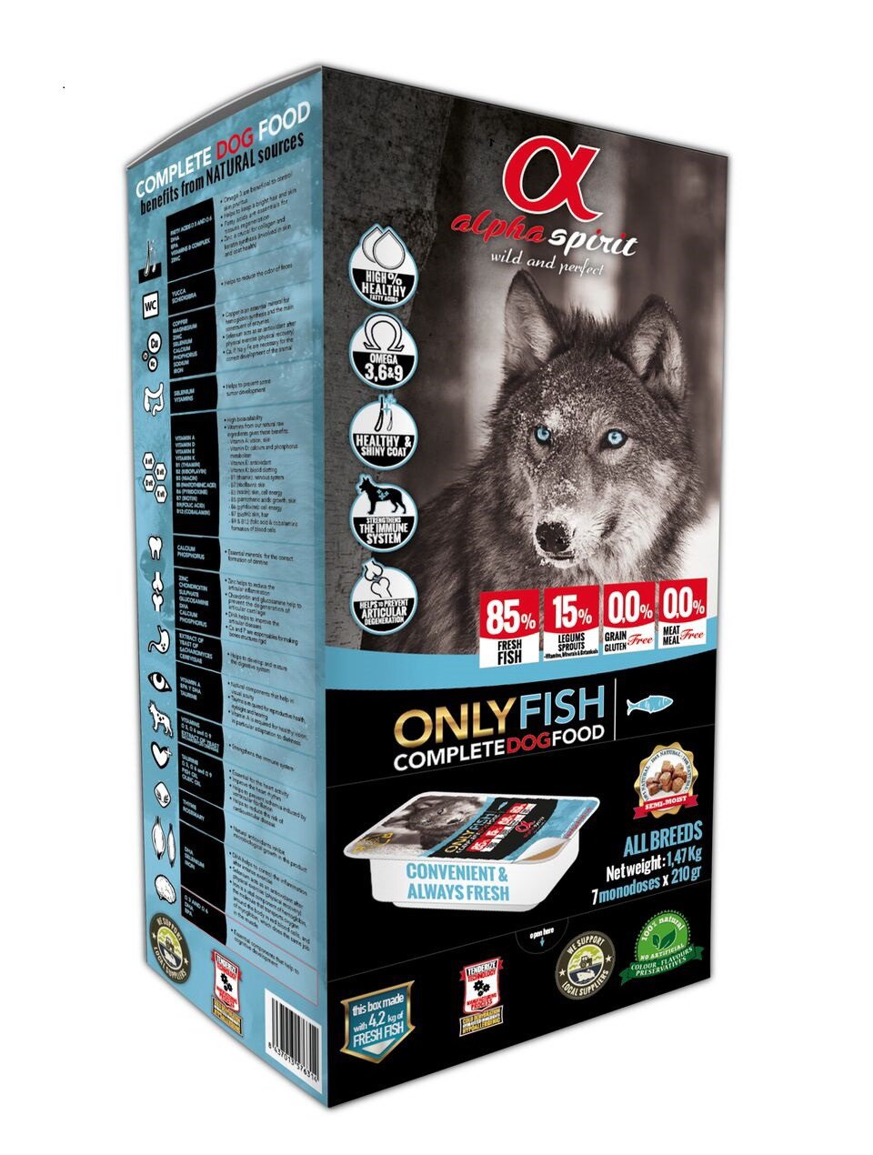 Alpha Spirit Alimento Completo Semi Húmedo Only Fish para Perro - 45 Bandejas