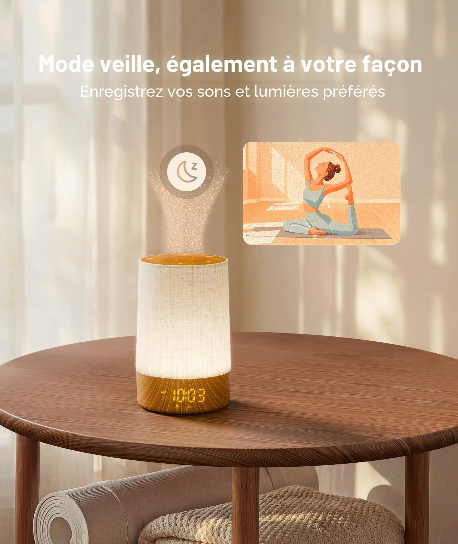 Dreamegg Réveil Lumineux Simulateur d’Aube, Machine Bruit Blanc 29 Sons Apaisants, Lampe de Chevet 20 Niveaux Luminosité, Écran 5 Niveaux, Minuterie & Snooze
