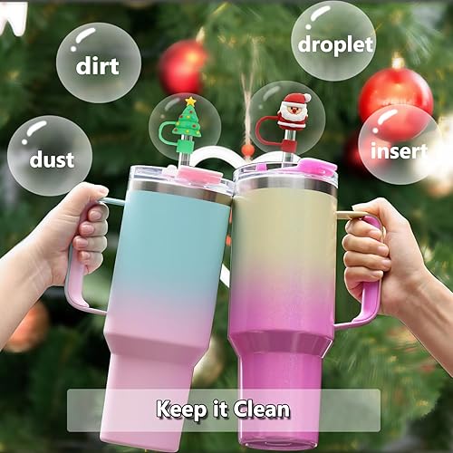 Miniatura 3 de 8 tapas de popote para copas Stanley de 30 y 40 unidades, para decoración de popote de Navidad compatible con Stanley Cup