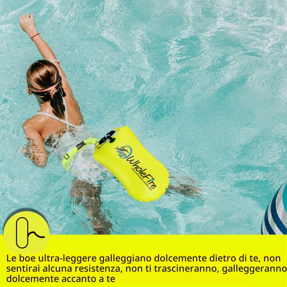 Boa gonfiabile da 20 litri, per sport acquatici, nuotatori in acqua libera, triatleti, kayaker e subacquei
