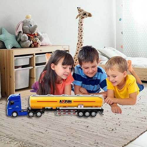 Miniatura 7 de Vehículos de remolque cisterna juguetes, camión cisterna fundido a troquel a escala 150, camiones de juguete para niños