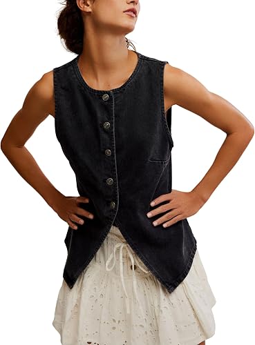 Free People Aimee Vest Black MD (Women's 8-10)