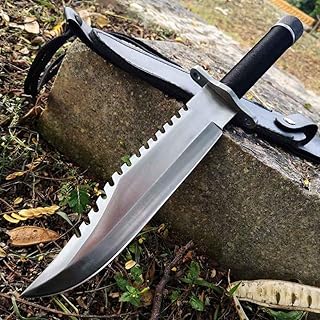 13" Fixed Blade Knife with Half Serrated Edge and Compass Handle - Best Camping,Hunting,Fishing,Hiking Tactical Survival Knife - HOLYEDGE