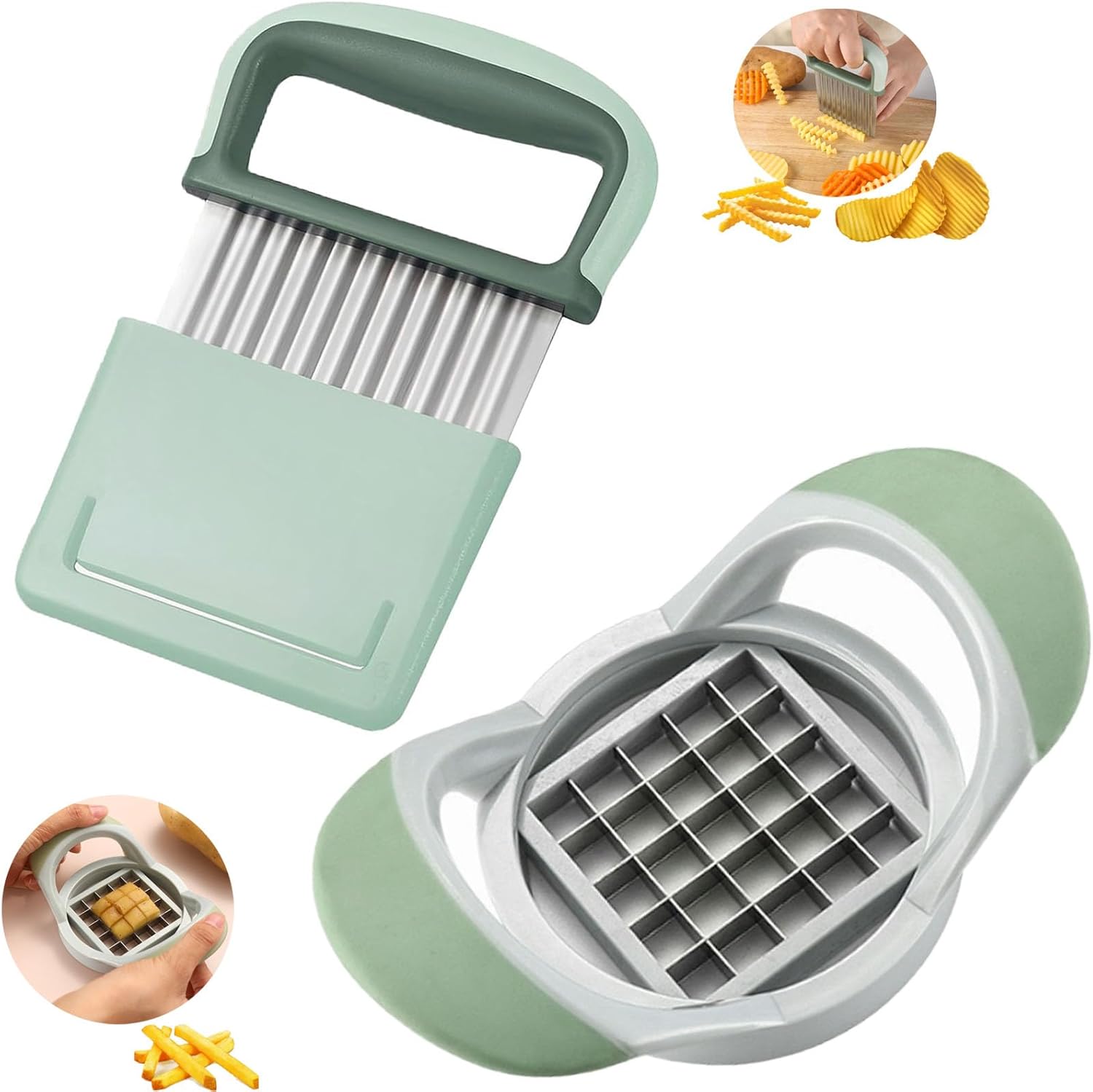 Crinkle & Potato Cutter, Wave Slicer Dicer Fry Cutter, Stainless Steel Blade, Veggies Chopper, Salad Garnishing Tool, Dishwasher Safe Crinkle & Potato Cutter, Wave Slicer Dicer Fry Cutter, Stainless Steel Blade, Veggies Chopper, Salad Garnishing Tool, Dishwasher Safe