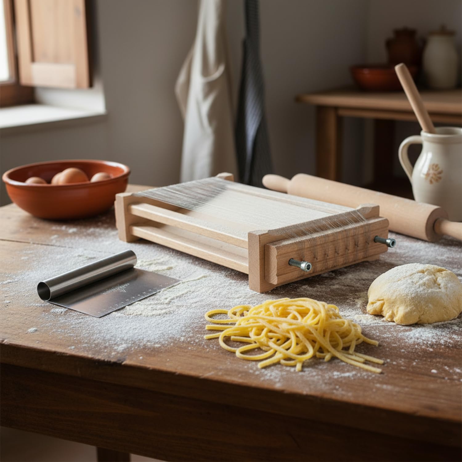 GUITARRA DOBLE PARA PASTA LADO 1: ESPAGUETIS LADO 2: FETTUCCINE, EL ORIGINAL!
