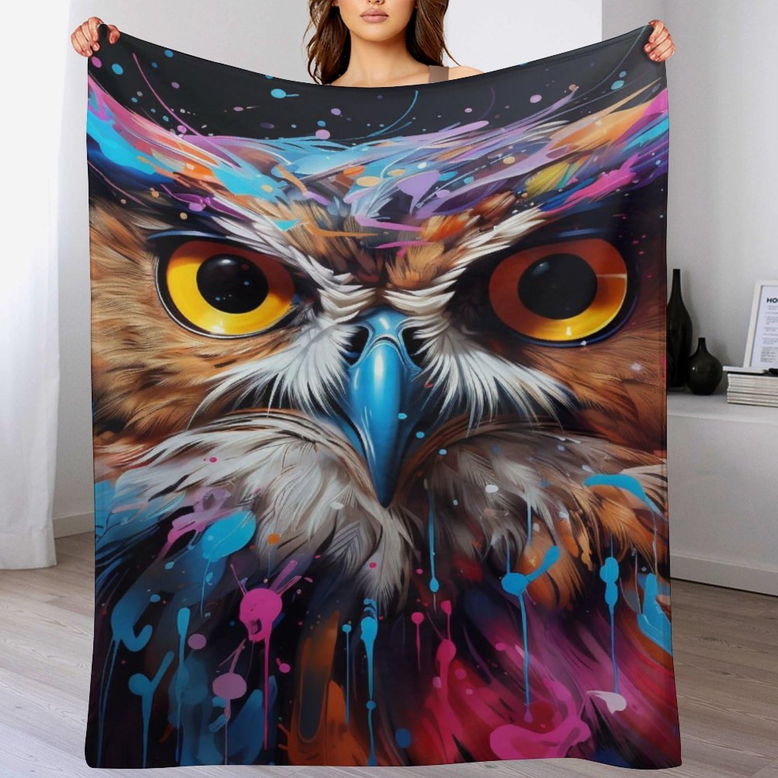Couverture en flannel hibou sans perte de poils pour éliminer les peluches sur vos vêtements