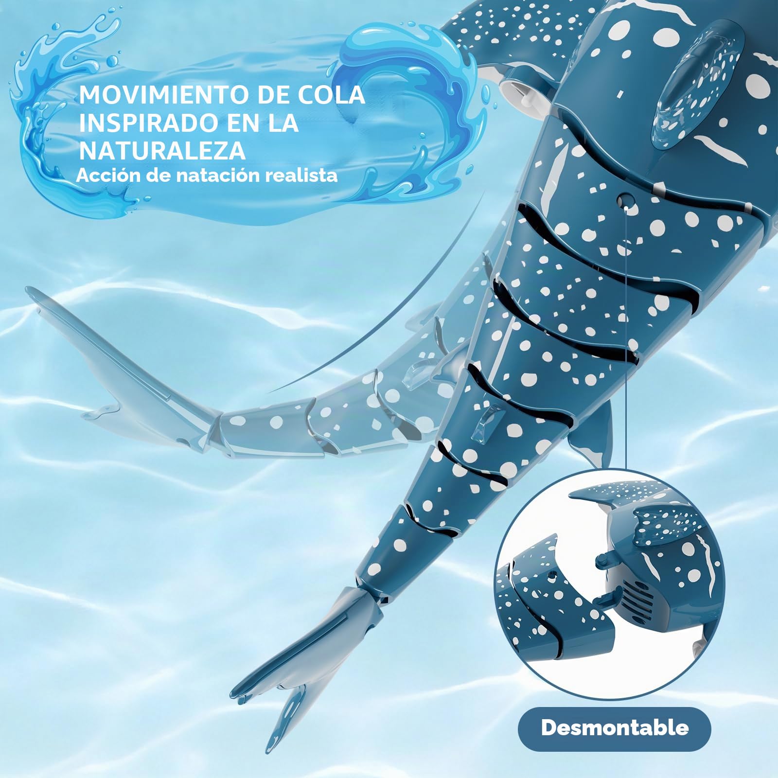 snookids Tiburón Remoto para niños, Juguete de RC de 2,4 GHz | barco de tiburón con luces y movimiento de cola realista, juguete acuático para bañera y piscina, regalo para niños y niñas