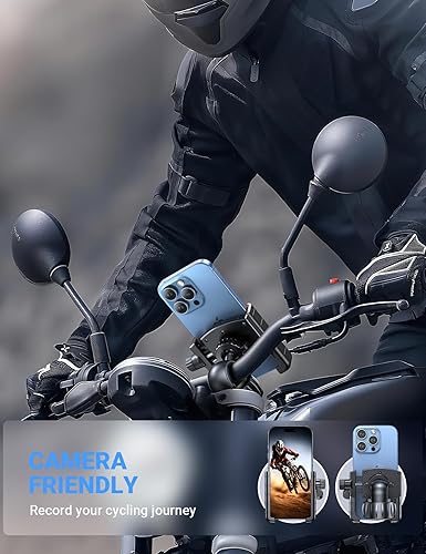 Miniatura 2 de Coolpow Soporte para teléfono de bicicleta compatible con cámara y bloqueo de 1s, soporte para teléfono de motocicleta, soporte giratorio de 360
