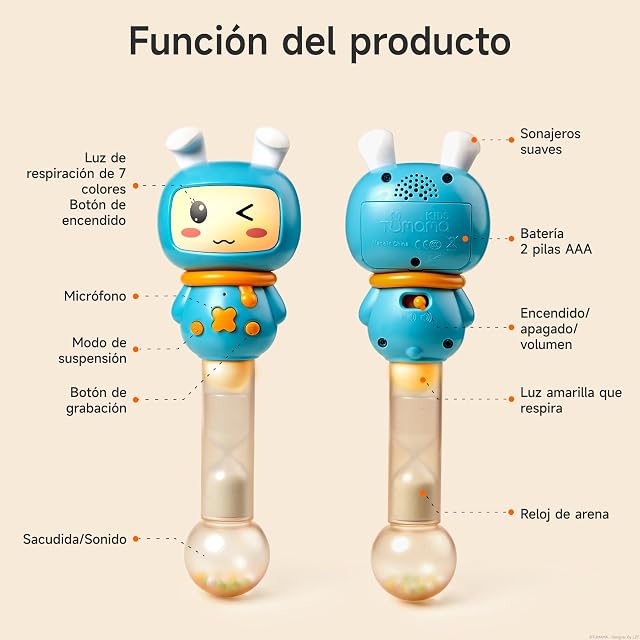 Foto 7 de 7 de TUMAMA KIDS Sonajero Juguete Bebe, Gato Sonajeros Electrónico Con 7 Luz y Musicales En 4 Modos