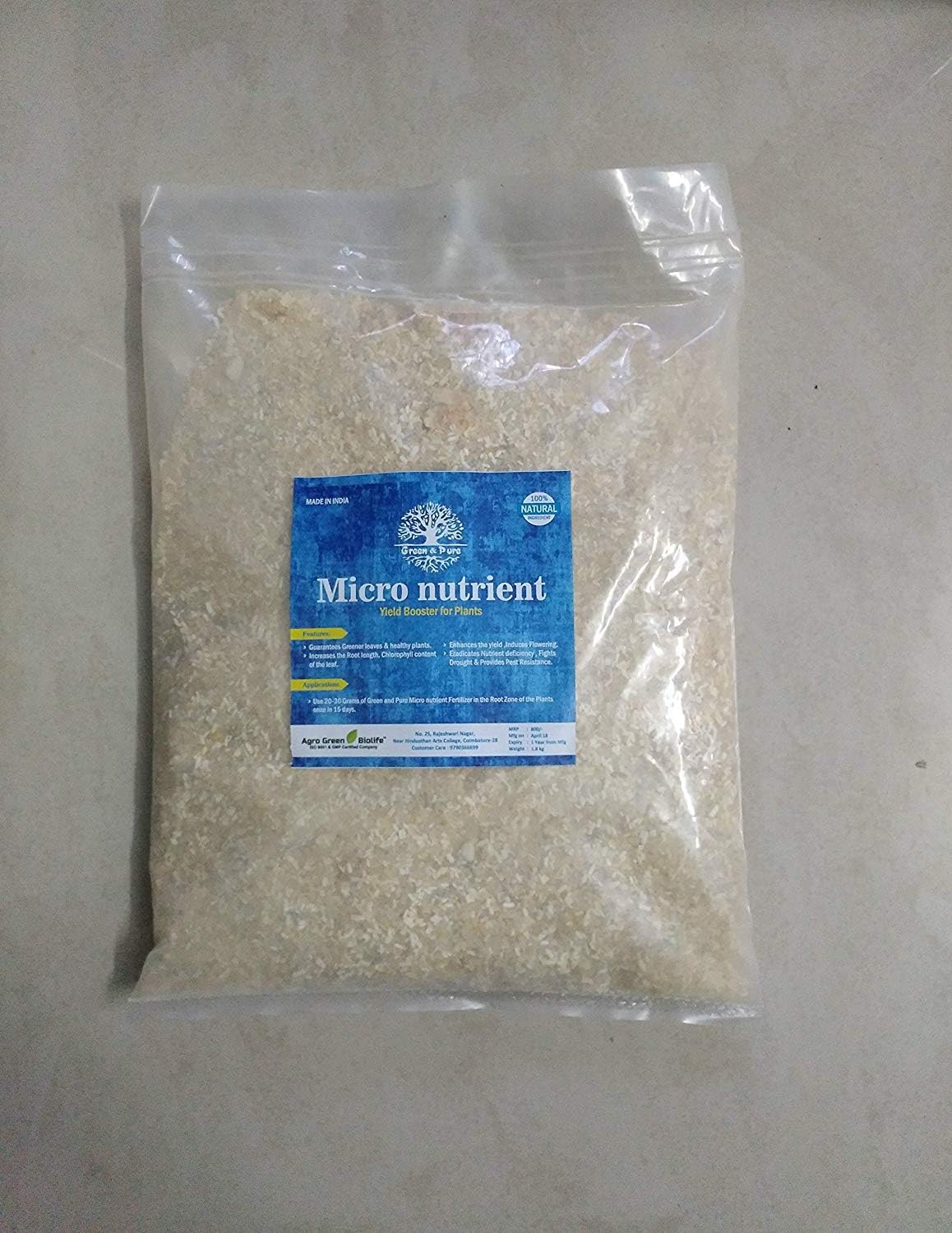 Green and Pure - Micronutrient Fertilizer | Yield Booster with 16 Essential Micro & Macro Nutrients for All Vegetables | Fruits | Flowers | Home Garden | Terrace Garden | Lawns | Hydroponics - 2.7 Kg