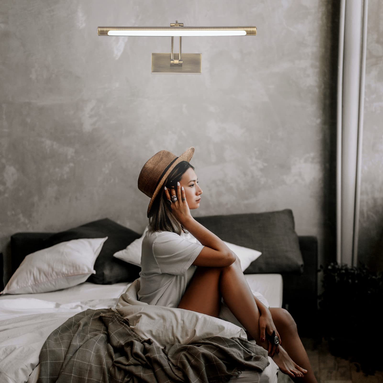 LED Spiegelleuchte, 40cm Retro Europäischen Stil LED Badspiegelleuchten Badezimmer Make-up Licht, Wasserdicht Beleuchtung Wandleuchte Spiegellampe, Antikes Messing Leichtes Spiegellampe