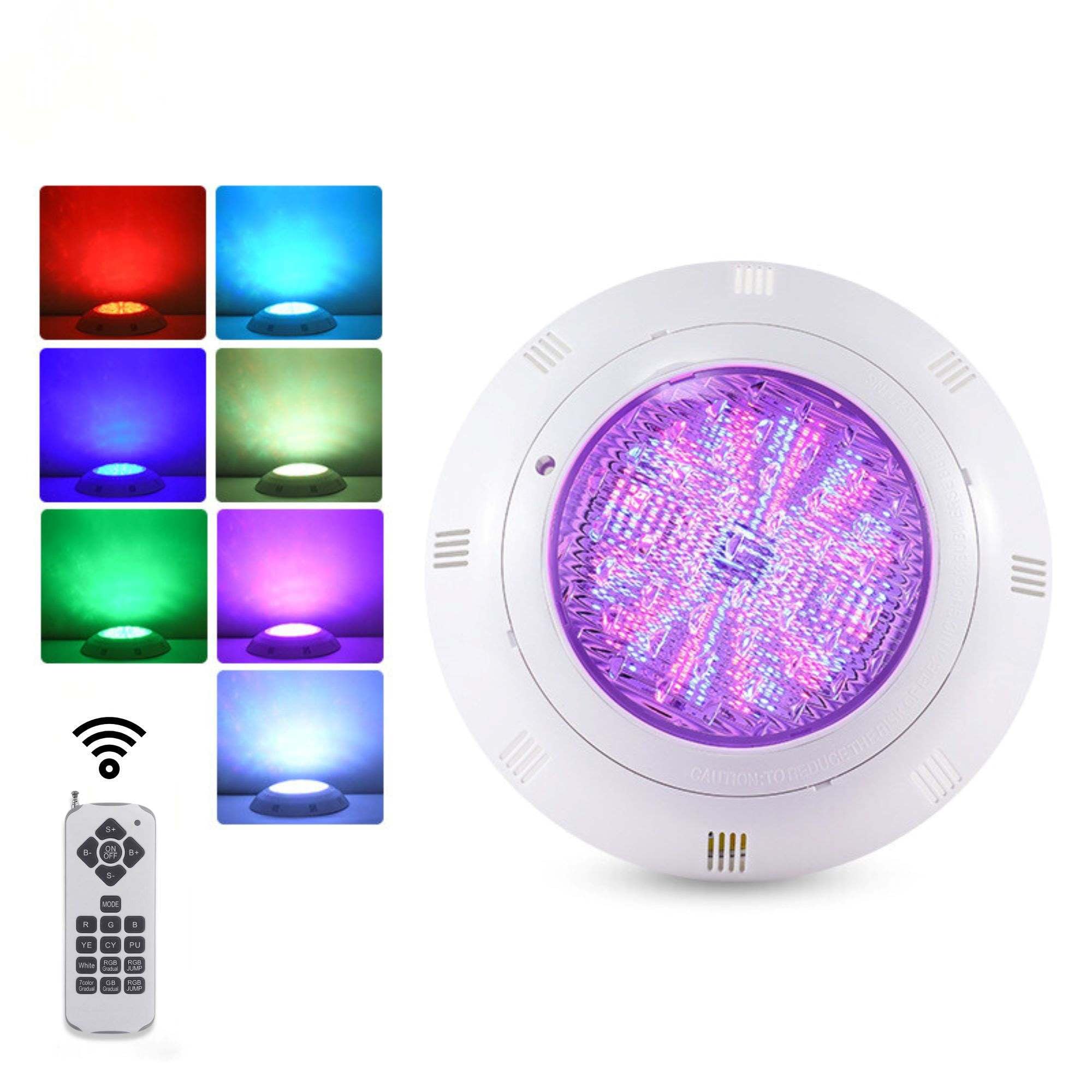 BARCELONA LED Foco LED para piscina RGB 24W 12V AC Sumergible con mando a distancia IP68 Luz de colores para piscinas, fuentes y áreas acuáticas, montaje en superficie, alta durabilidad y eficiencia