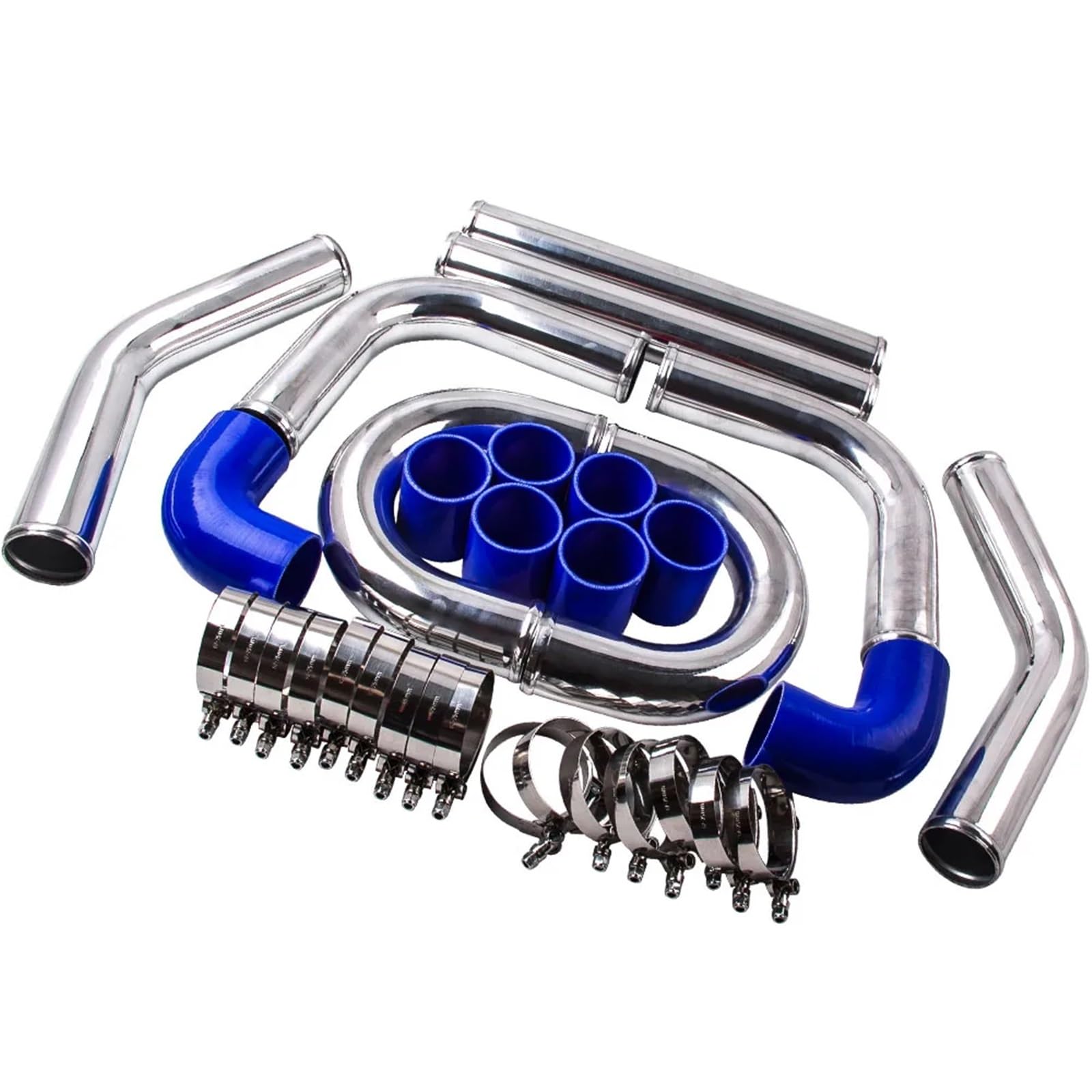 Hgddbae One Color Cooled Intercooler Turbo Intercooler 2.5 Inch 64Mm Universal Aluminum Turbo Intercooler Pipe Kit +Silicone Hose+Clamp
