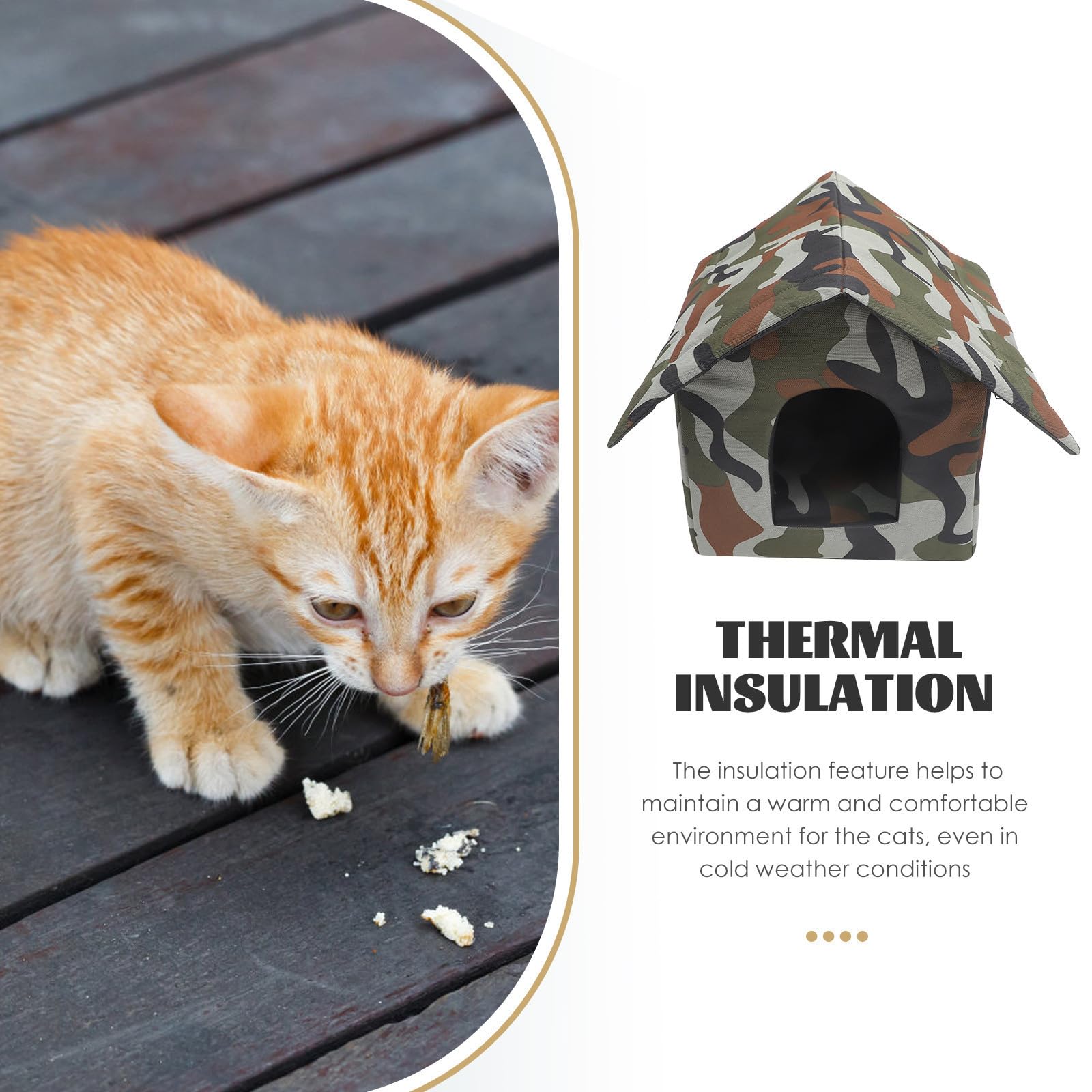 Casetta Gatti da Esterno Isolata, Rifugio per Inverno | Riparo per Esterni, Struttura a Forma di Casa, Stile Semplice, Adatta a Gatto e Pet