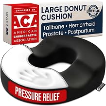 5 STARS UNITED Donut Cushion – Memory Foam Pillow for Sitting – Tailbone & Coccyx Support – Hemorrhoid-Friendly Ring Shape – Office Chair, Car, Desk & Wheelchair (Black, Large)