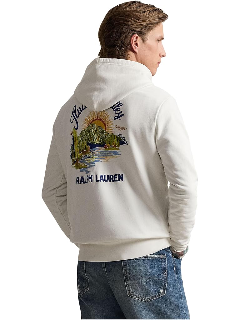 White Polo Ralph Lauren Loopback Fleece Graphic Hoodie