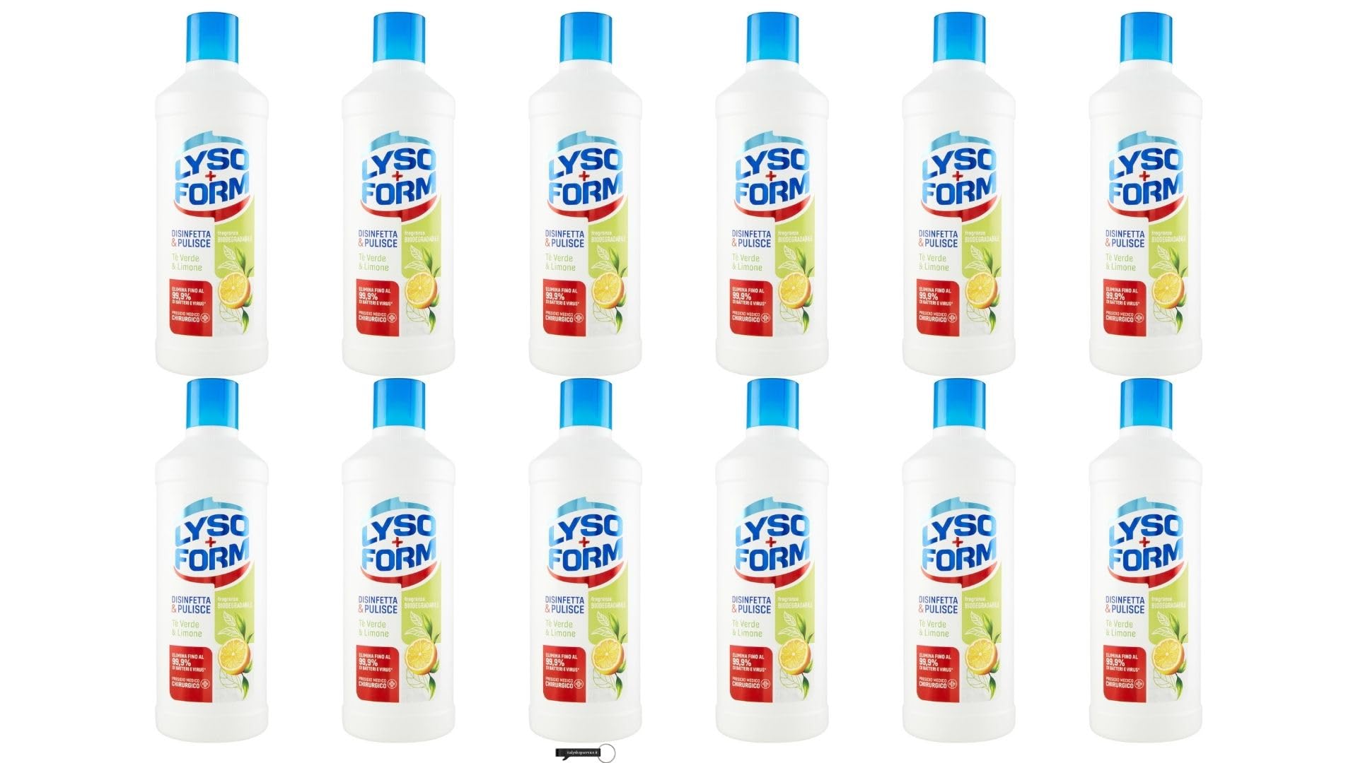 12 x Lysoform Té verde y limón 1,1 L – para suelos y superficies lavables, con fragancia biodegradable+llavero Italy Shop Service gratis