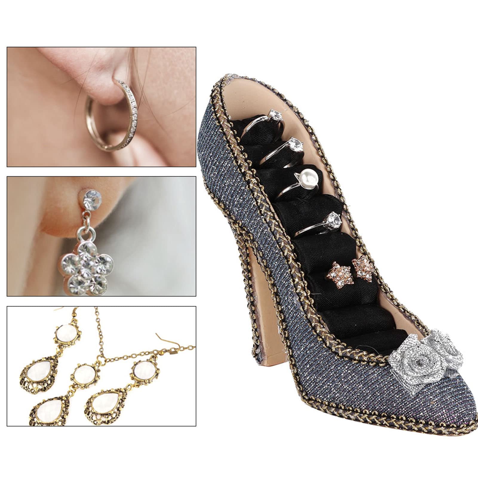 Présentoir à Bijoux 4 Pièces - Support Pendentif Boucles D'Oreilles Bracelet Bague - Modèle Bordeaux Petit