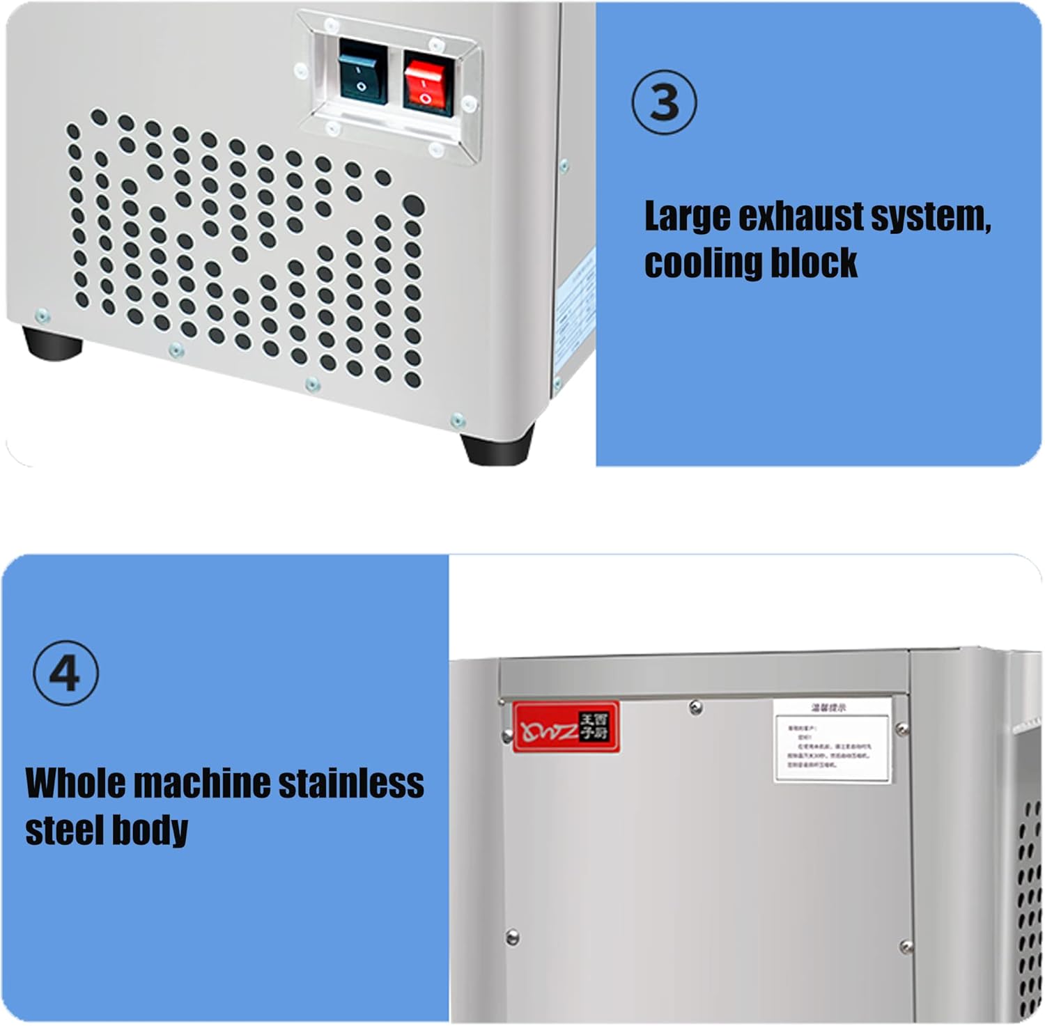 Stir-Fried Ice Cream Roll Maker with Stainless Steel Pan for Bars Cafés Dessert Shops