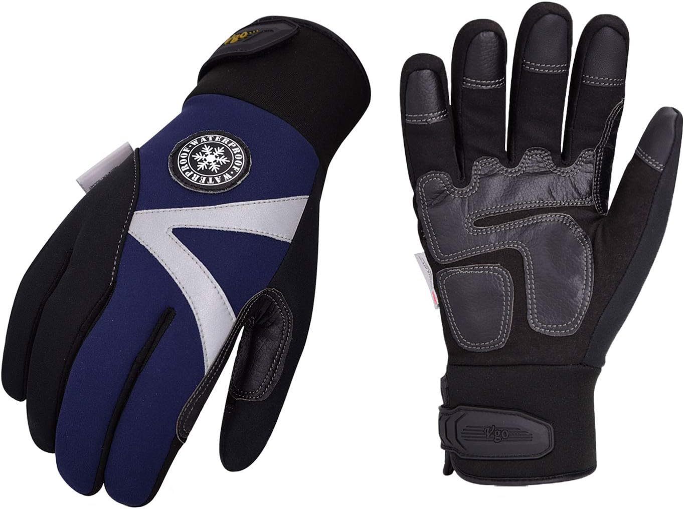 Vgo 2-Pairs -4℉ or above 3M Thinsulate C100 Lined High Dexterity Touchscreen Synthetic Leather Winter Warm Work Gloves, Waterproof Insert (Size L, Black, Fluorescent Green, SL8777FW) - - 