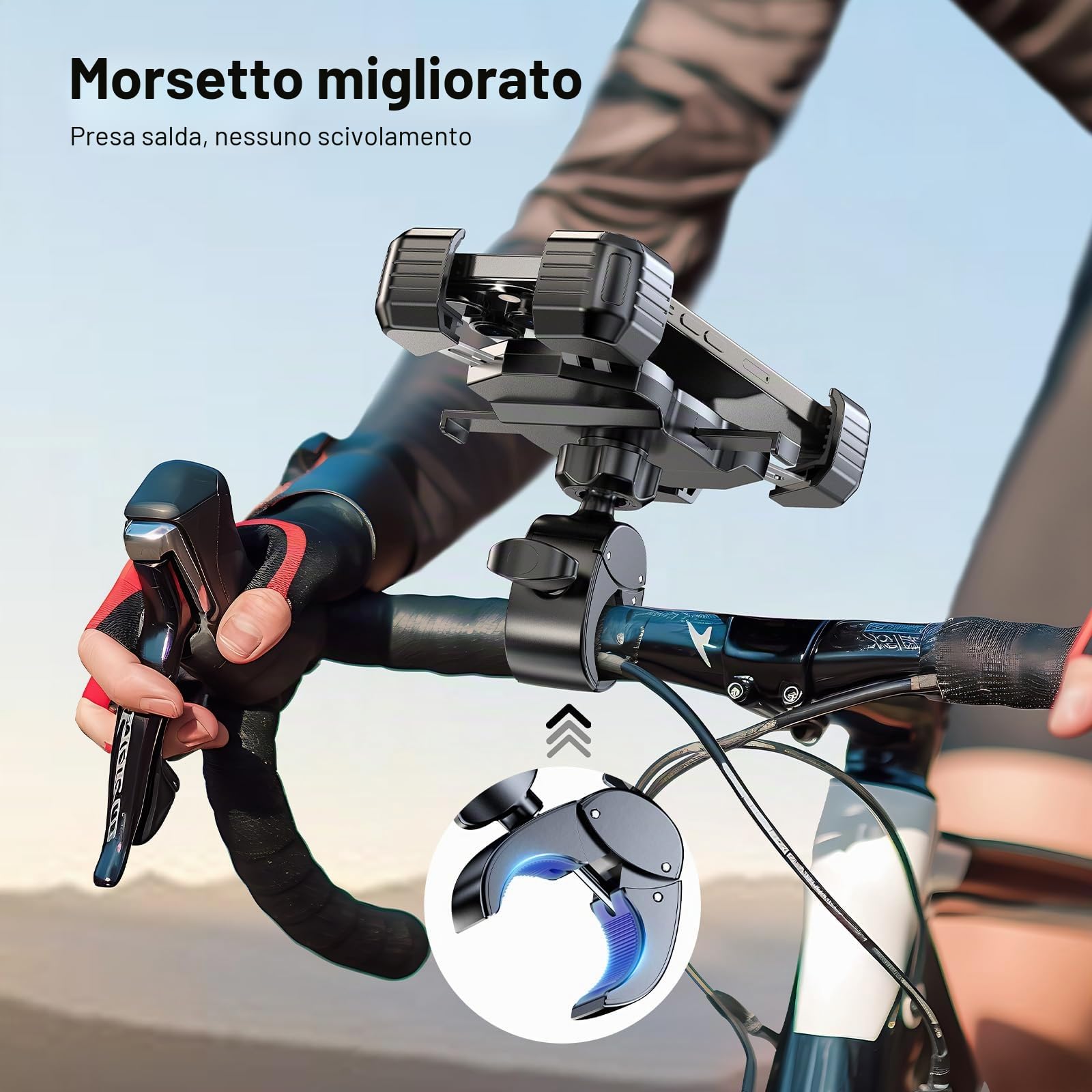 Miracase Supporto per cellulare universale per motorino, scooter, moto, compatibile con iPhone Pro 16/15/14 Pro Max e Samsung S25/S24/S23 Ultra