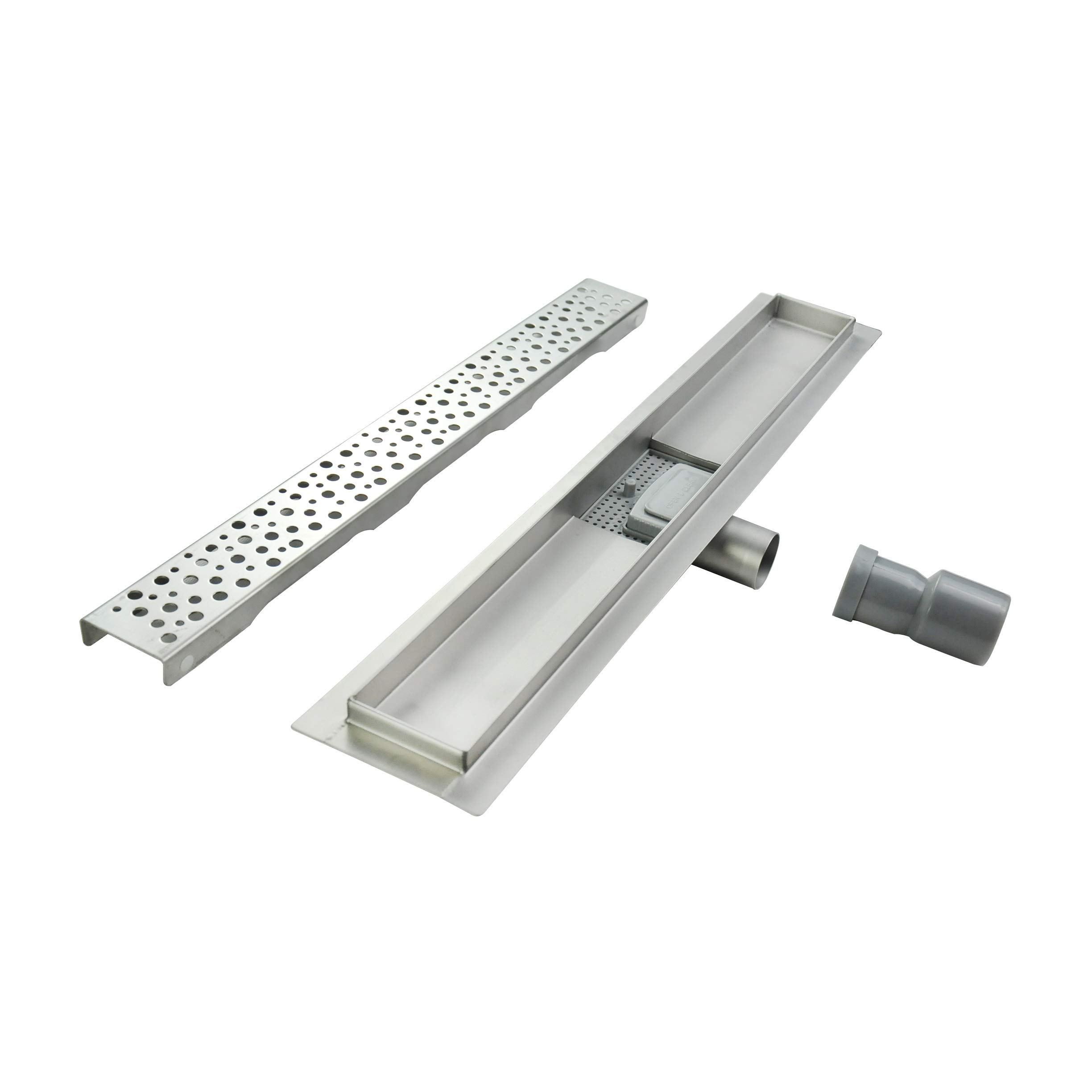 Duschrinne 80 cm Bodenablauf Duschablauf aus Edelstahl sehr flach Größen 50cm – 120cm Model R5 Tropfen