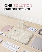 Vista 8 de BAGSMART Funda para laptop con asa, funda acolchada para laptop para mujer, funda para computadora portátil MacBook Air/Pro, 15-16 pulgadas, beige