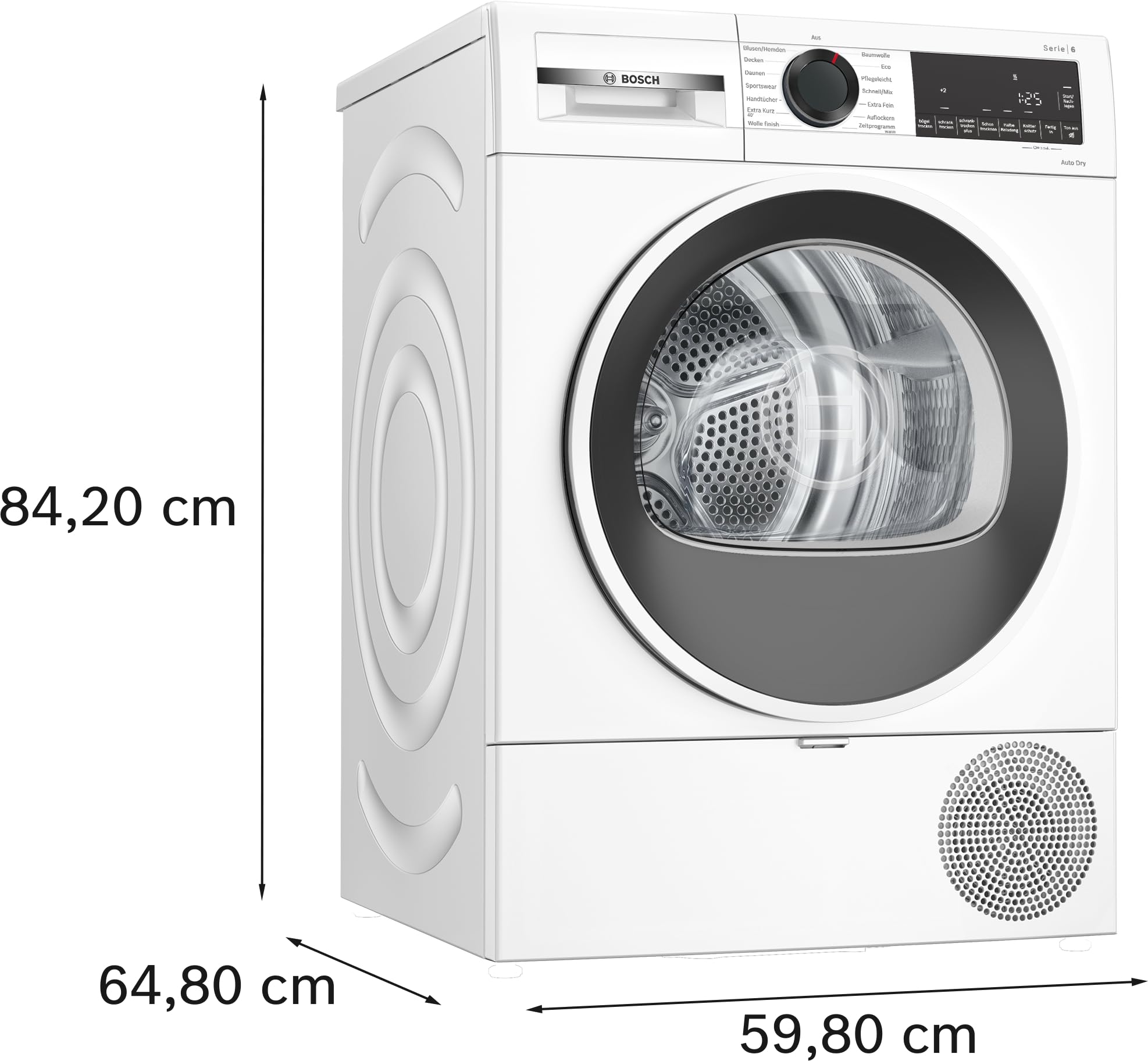 Bosch Secador de bomba de calor WQG241001, serie 6, 9 kg, Autodry, secado rápido 40, función de reposición, sistema de secado sensible, media carga, diseño antivibración, 63 dB, control táctil