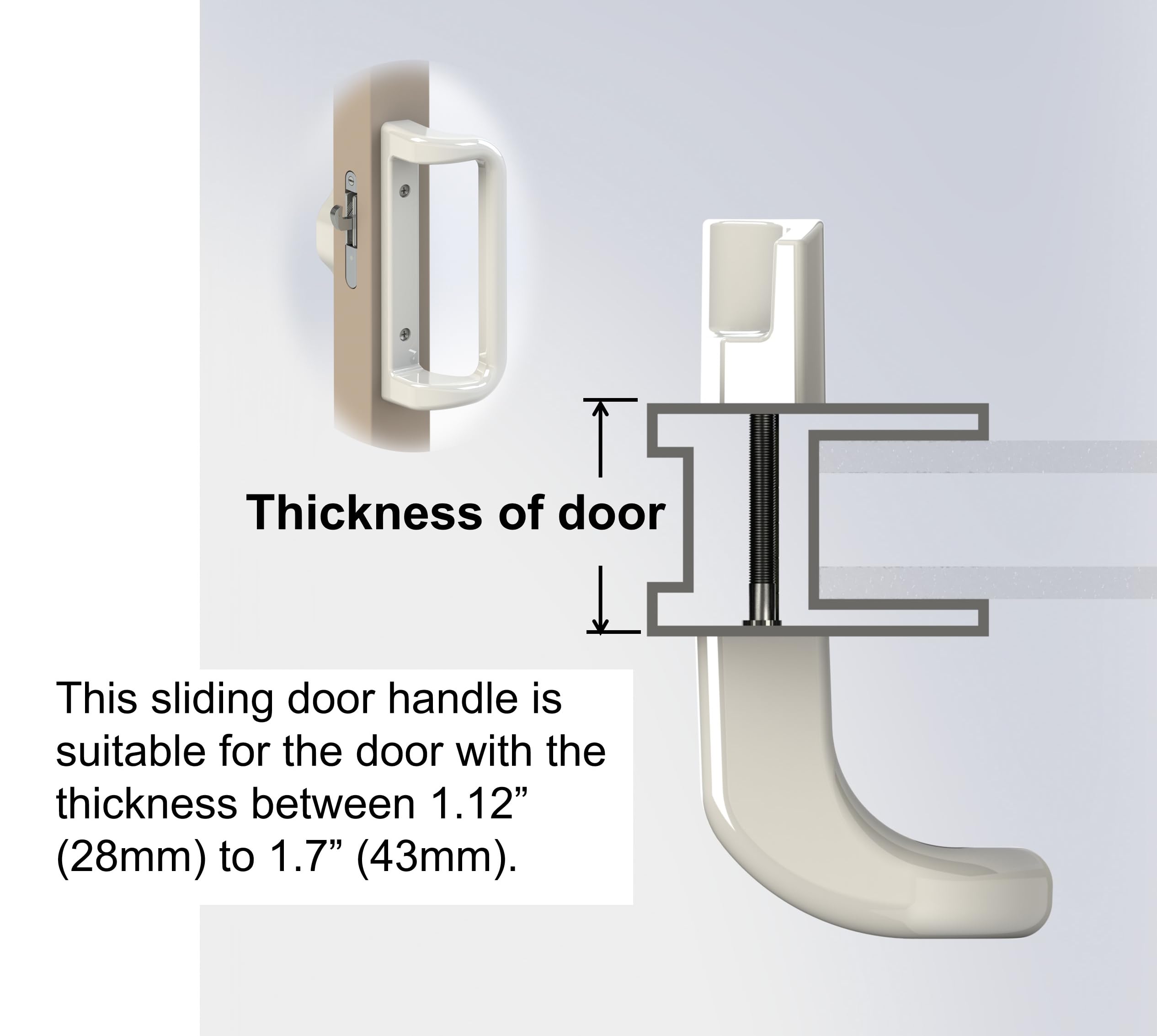 House Guard White Patio Door Handle Set including Cylinder Lock,Suitable for Replacement Sliding Patio Doors Lock 3-15/16”Screw Hole Spacing.Choices That Add a Unique to Your Patio Glass Sliding Door - Image 3