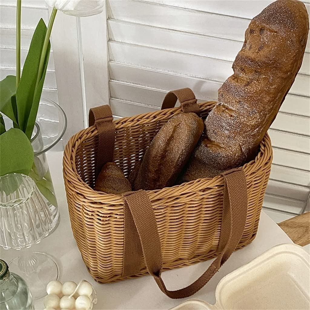 Koszyk Piknikowy Woven Storage Box Bag Z Uchwytem Kosz Piknikowy Kuchenny Na Chleb Plenerowy