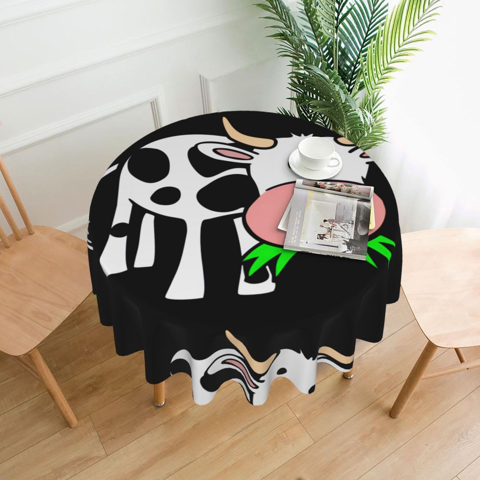 YYHWHJDE cute cow Prints Round Decorative Tablecloth 60in – Elevate Your Dining Space with this Elegant Throw for Everyday Charm & Special Occasions