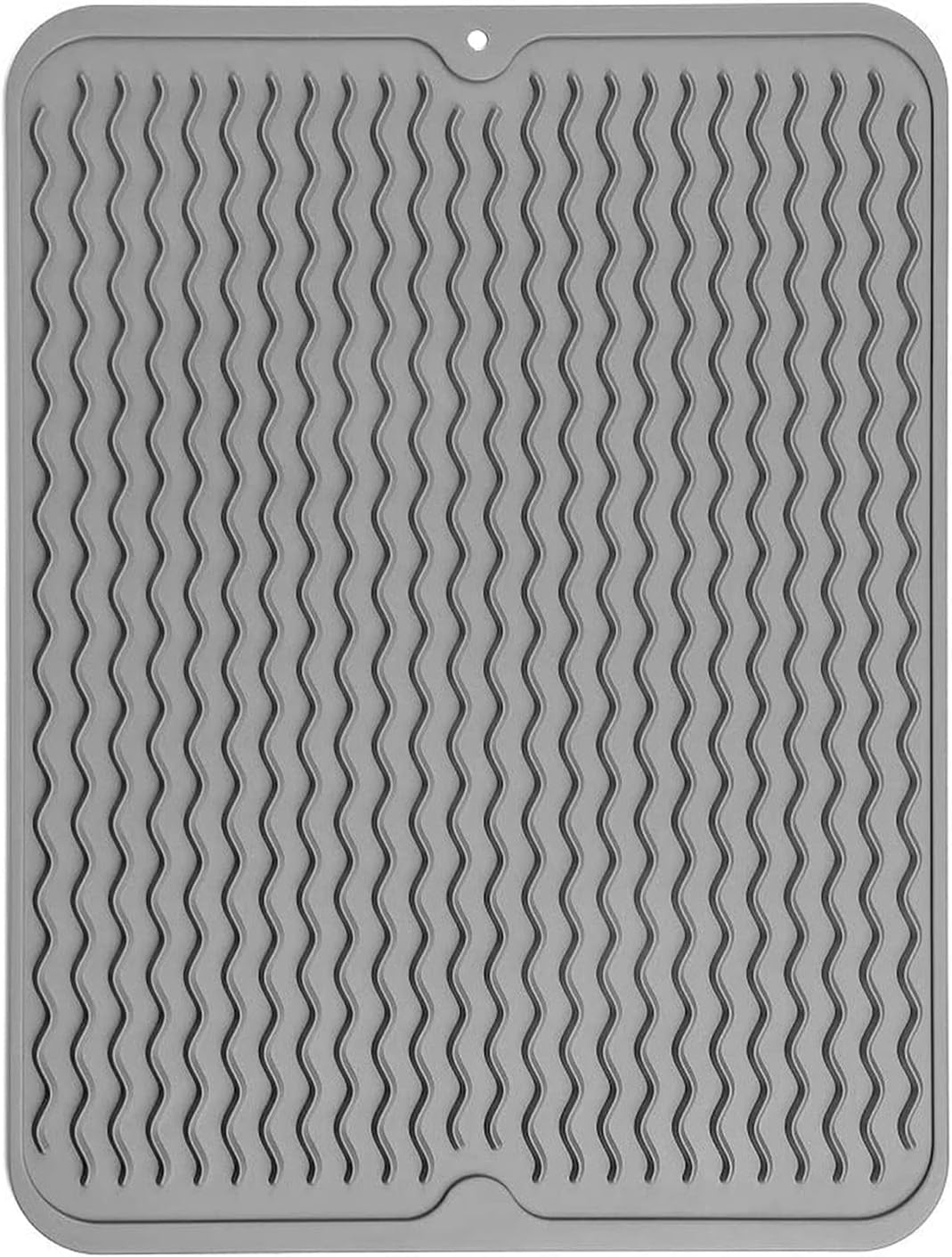 Silicone Dish Drying Mats, Non-Slip Eco-Friendly Kitchen Drying Mat, Easy Clean Draining Board Mat, Dish Drainer Mat for Kitchen Counter(15.8x12 inches,Grey)