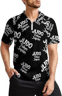 Japan Judo Tokyo Polo Shirts for Men Active Zippered Running Gym Short Sleeve Golf Shirt Tops