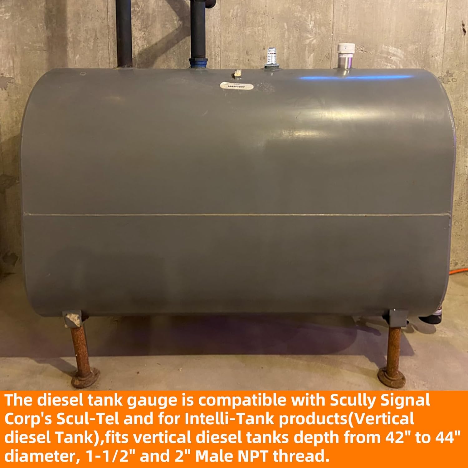 Oil Tank Gauge Fuel Oil Tank Level Gauge,Float Level Measure Compatible with Scully Signal Corp's Scul-Tel & for Intelli-Tank (Vertical) Depth from 42" to 44" Diameter,1-1/2" and 2" Male NPT Thread