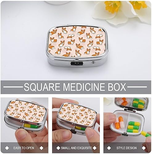 Miniatura 4 de Pastillero pequeño de dos cachorros de león jóvenes, organizador de pastilleros de metal con cerradura, mini caja de medicina portátil, caja de