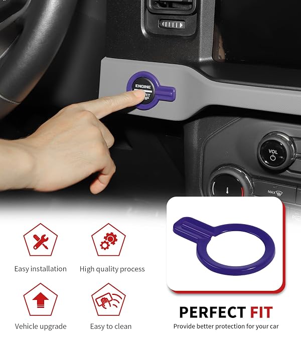 JWWY for Bronco Push Start Button Cover Spin Engine Start Stop Button Cover Ignition Trim for 2021-2026+ Ford Bronco Interior Accessories ABS Purple by JWWY - Used condition - Image 9