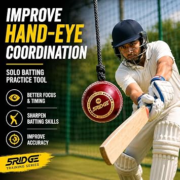 String Cricket Balls – Cricket Shot Practice Hanging Ball Develop Hand-Eye Coordination Leather Hanging Cricket Ball for Practice and Knocking Cricket Ball with Rope