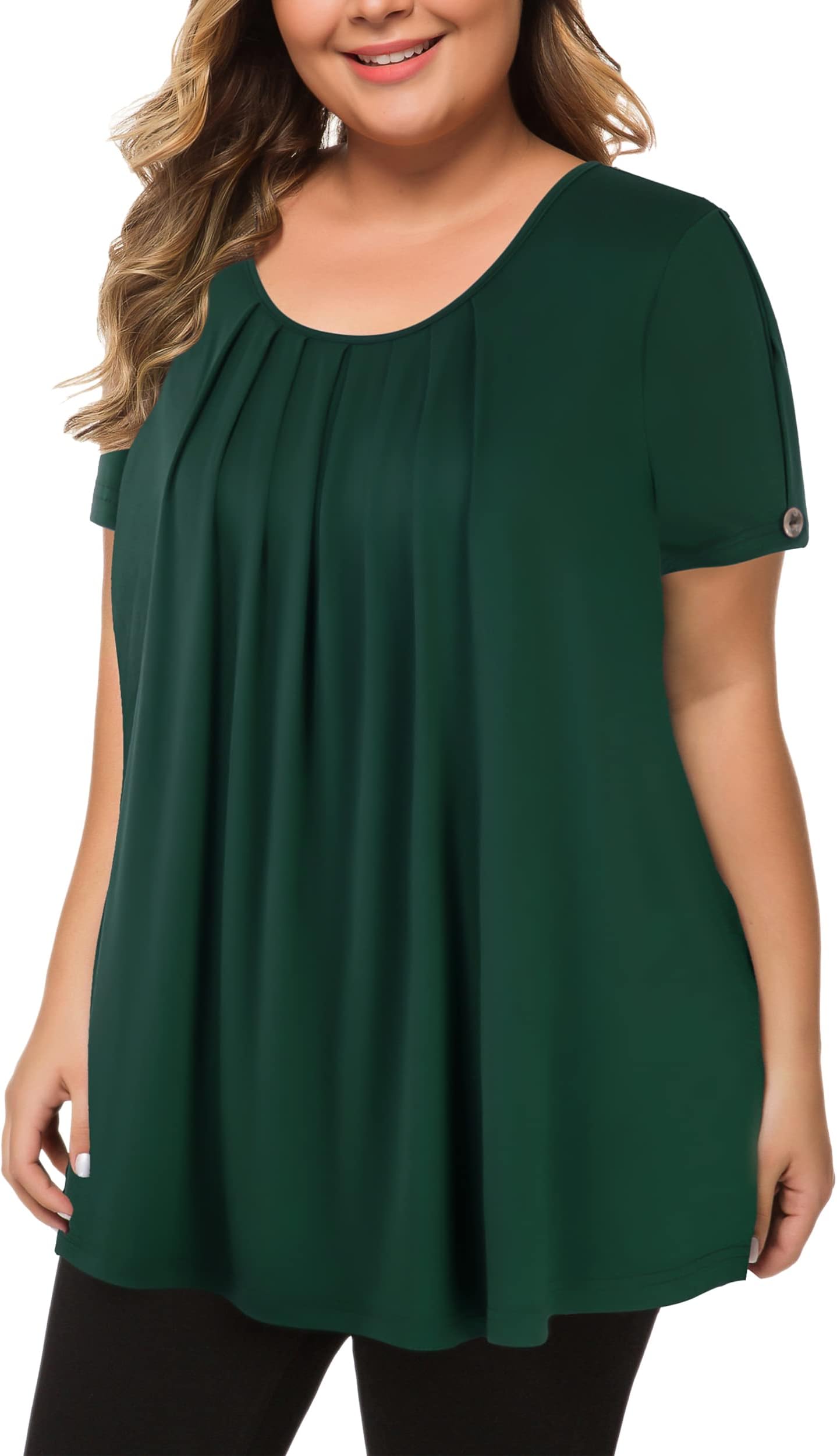 MANERWomen's Plus Size Tops Short Sleeve Flowy Shirts Casual Blouses Tunic Tops L-4XL