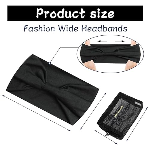 Miniatura 3 de S&N Remille Diadema ancha bohemia, diadema grande para mujer, diadema elástica antideslizante para torsión, accesorios para deportes, yoga y correr,