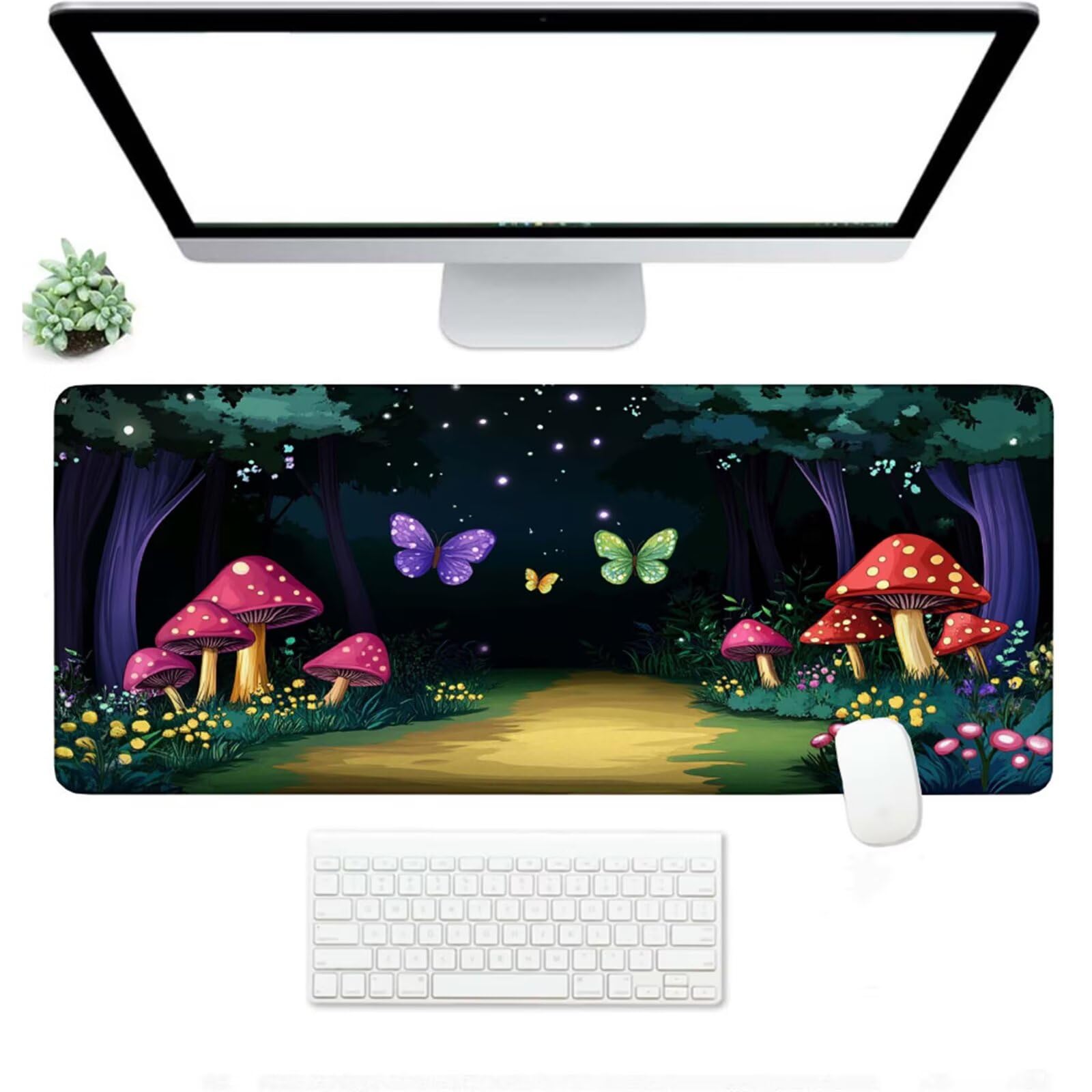 Podkładka pod mysz XXL 1200 x 600 x 3 MM, zielona duża podkładka pod mysz z wodoodporną i gumową antypoślizgową lasem pod ręką zszyte krawędzie, poprawia precyzję i szybkość dla gracza W-72