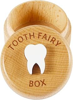 Tooth Fairy Box, Wooden Tooth Box Tooth Fairy Box Keepsake with 3D Teeth Keepsake Box Easy to Put and Carry Tooth Boxes for Lost Teeth for Kids Boys and Girls