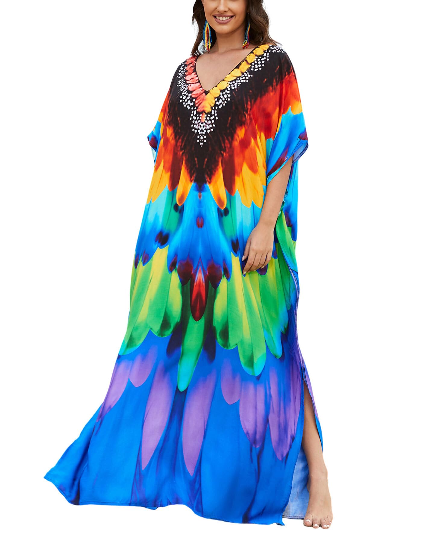 NFVNKJ Women's Plus Size Beach Lounge Kaftan Maxi Dress Swimsuit Coverup for Women
