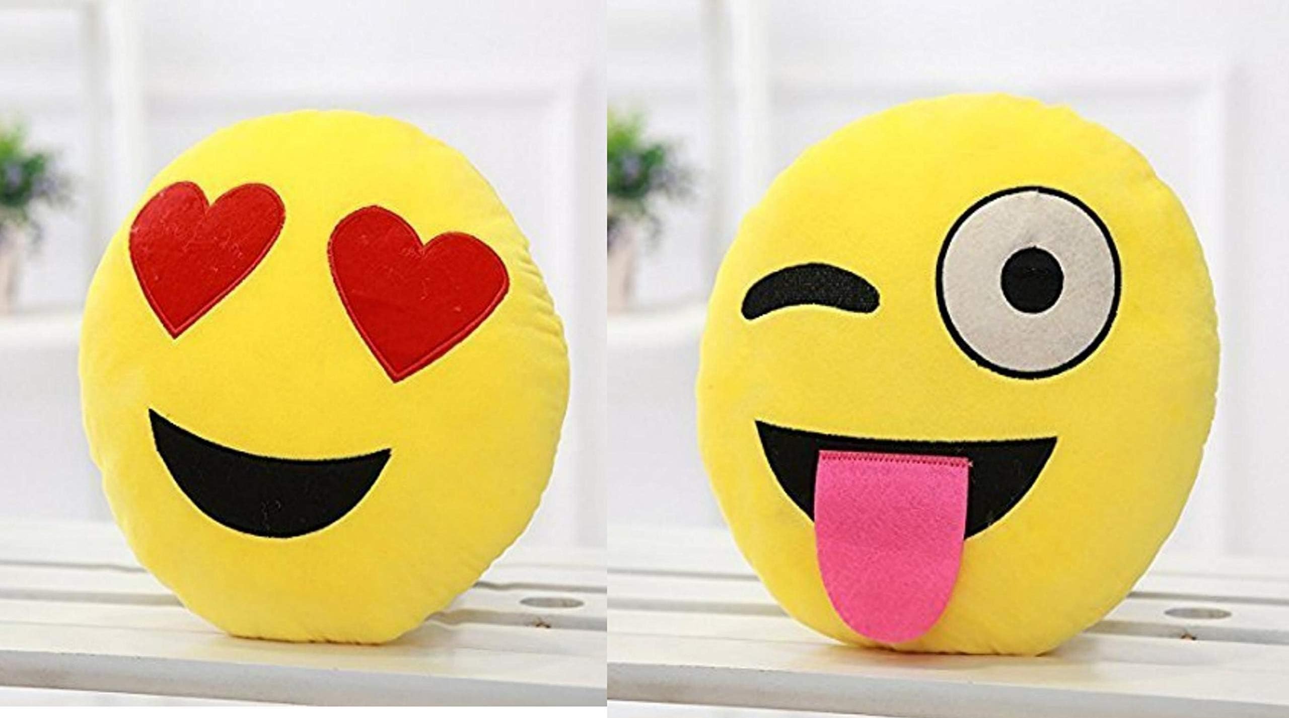 blue tree Emoji Pillow Cushion in Yellow Colour Multi Faces Best Gift for Kids, Boyfriend, girlfriend, Friends Pack of 2