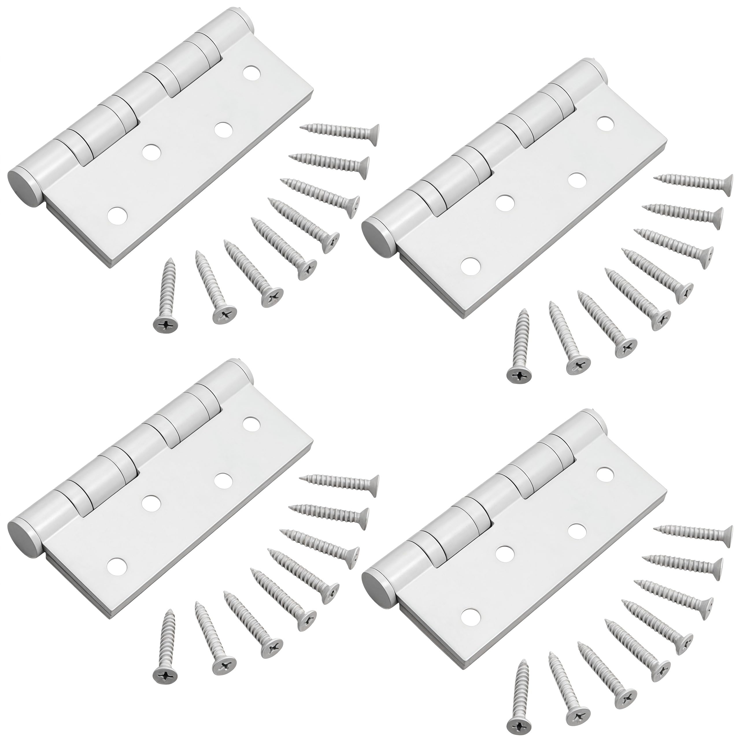 Hinges 4 Pack of Stainless Steel Door Hinges White 4 Inch Casement Hinges